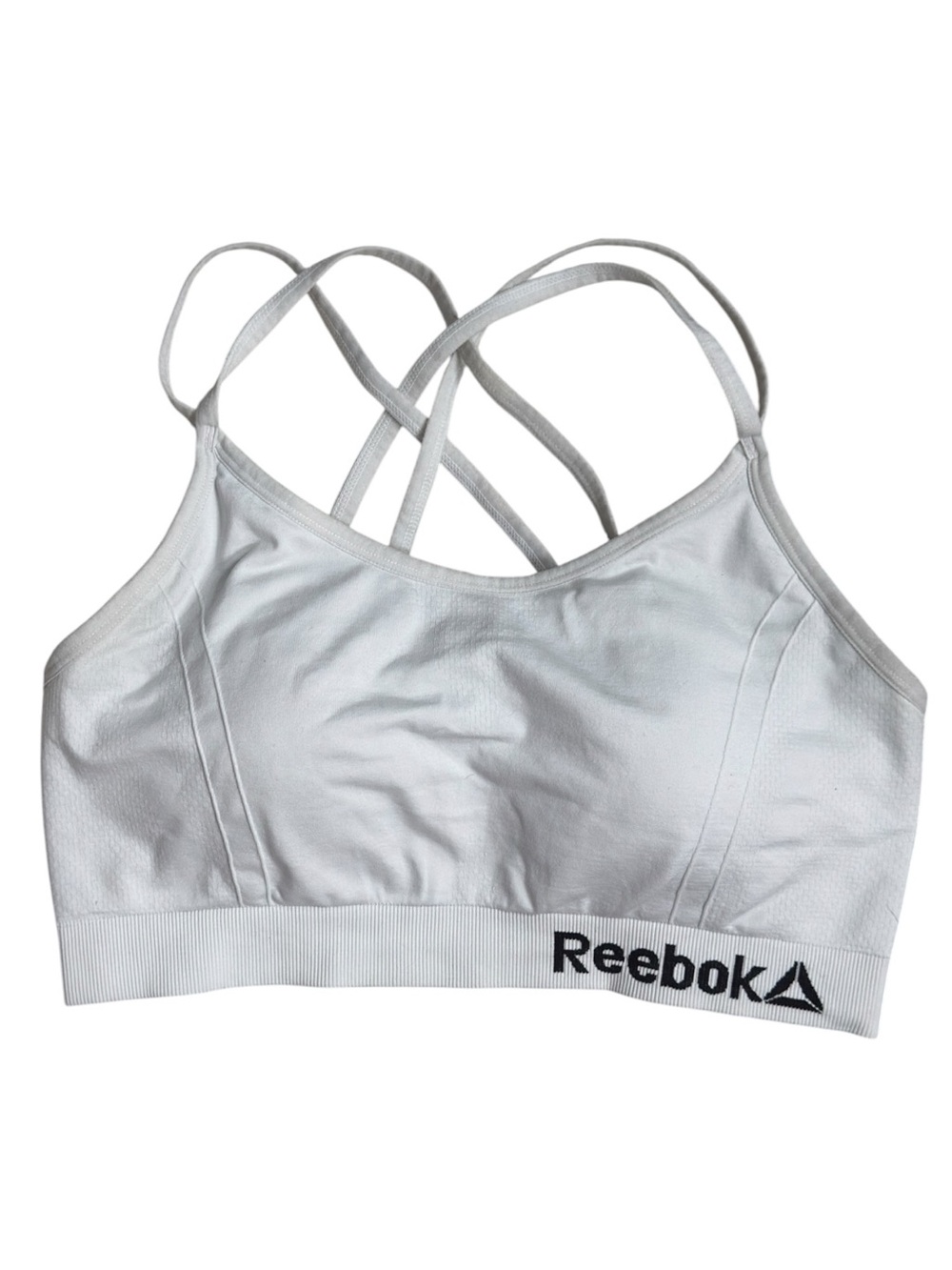 Reebok Women's White Racerback Seamless Crossback Sports Bra EUC medium